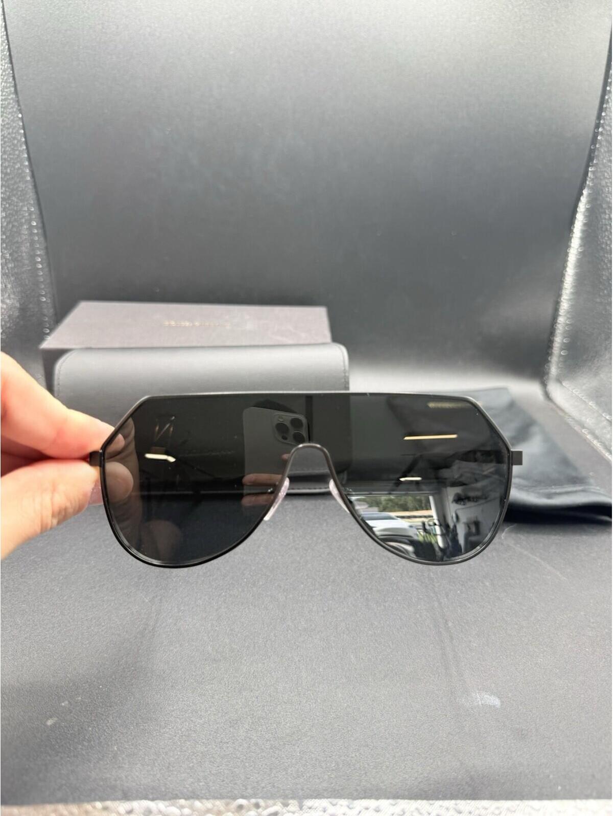 Dolce & Gabbana Dg2221 Matte Pilot Style Black/Black Mirrored Lenses